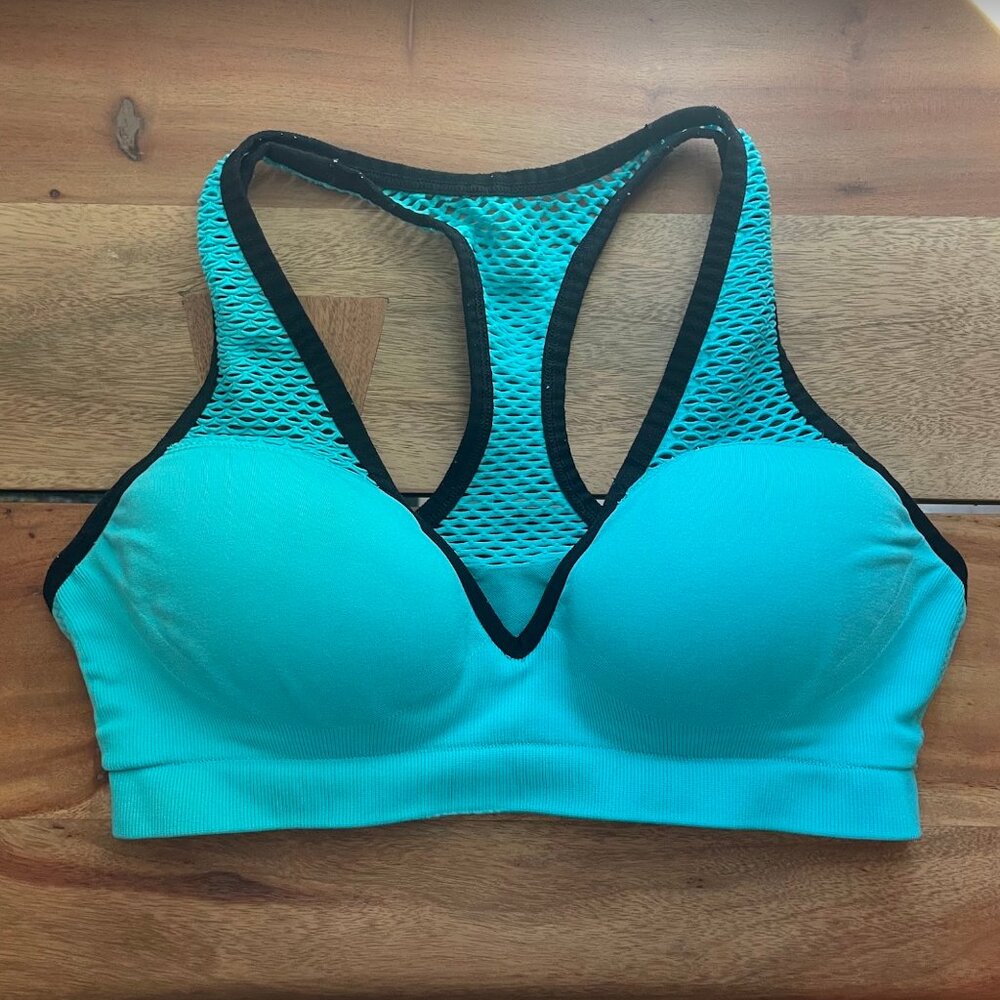 PINK Victoria's Secret M Pushup Sport's Bra Turqoise/Black